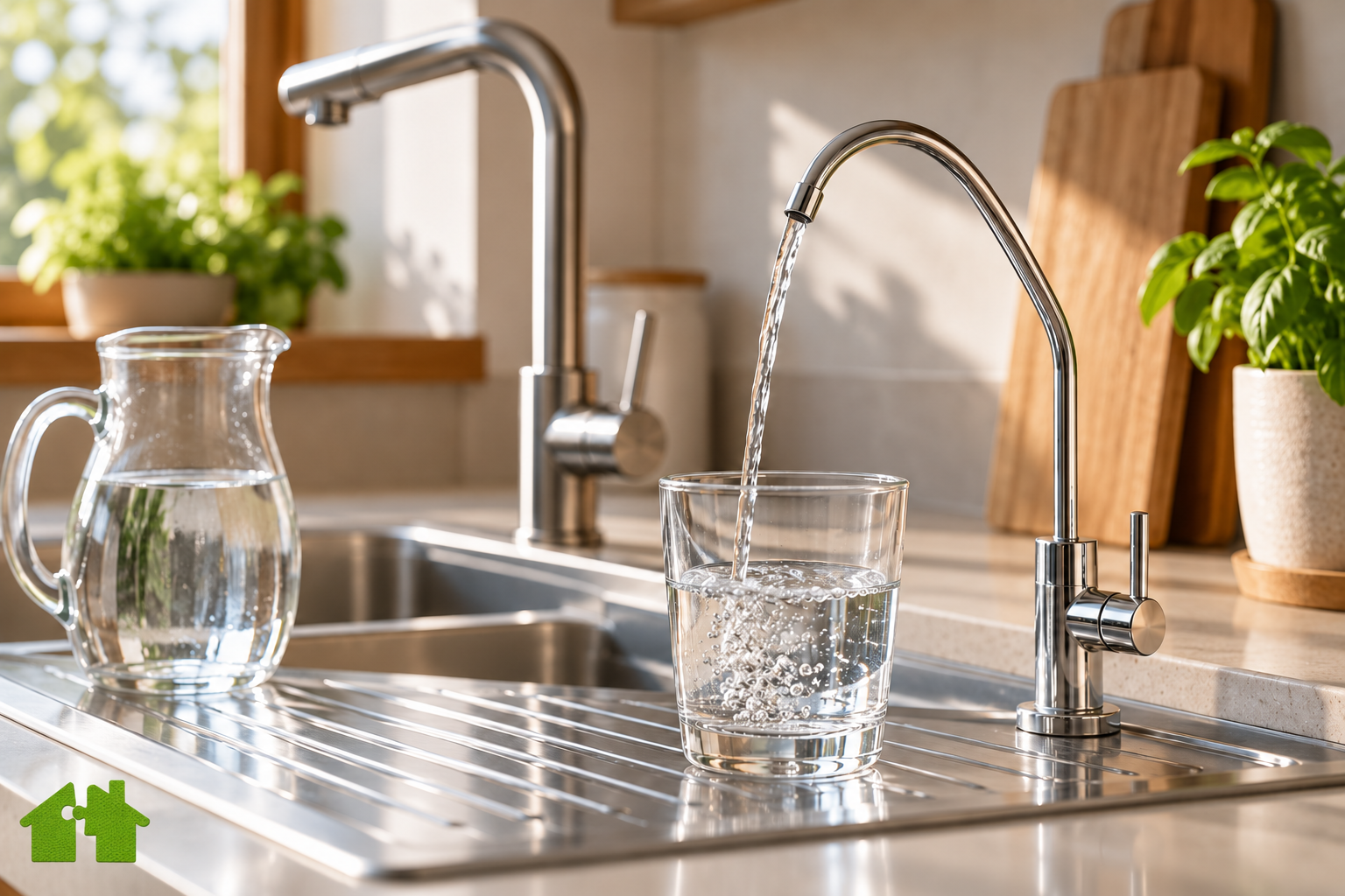 Grifo de ósmosis llenando un vaso